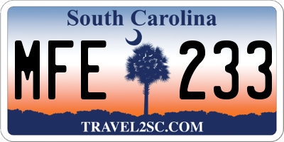 SC license plate MFE233