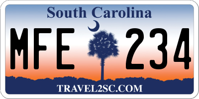 SC license plate MFE234