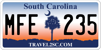 SC license plate MFE235