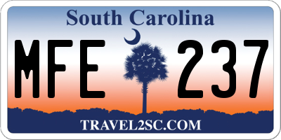 SC license plate MFE237