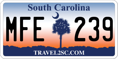 SC license plate MFE239