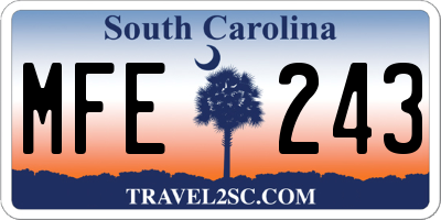 SC license plate MFE243