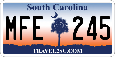 SC license plate MFE245