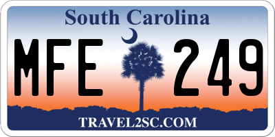 SC license plate MFE249