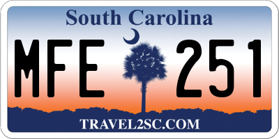 SC license plate MFE251
