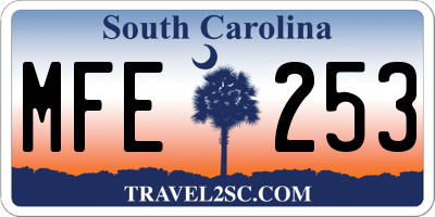 SC license plate MFE253
