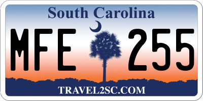 SC license plate MFE255