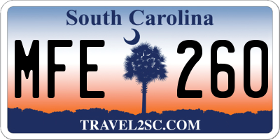 SC license plate MFE260