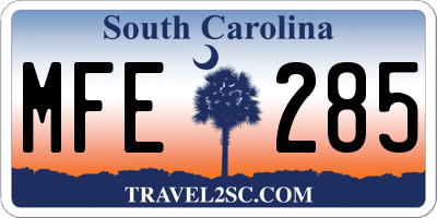 SC license plate MFE285