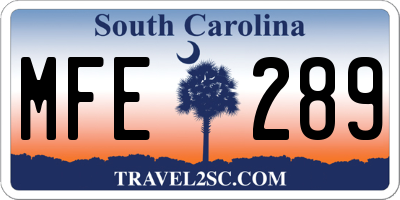 SC license plate MFE289