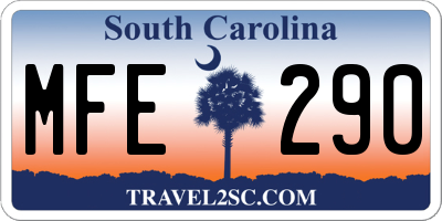 SC license plate MFE290