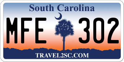 SC license plate MFE302