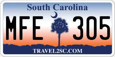 SC license plate MFE305