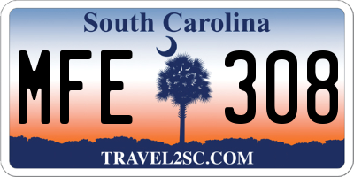 SC license plate MFE308