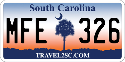 SC license plate MFE326