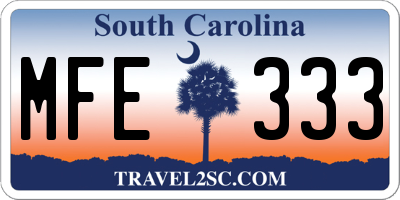 SC license plate MFE333