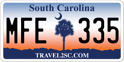 SC license plate MFE335