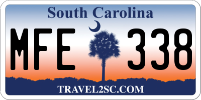 SC license plate MFE338