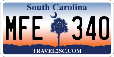 SC license plate MFE340
