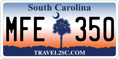 SC license plate MFE350