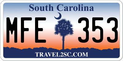 SC license plate MFE353