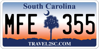 SC license plate MFE355