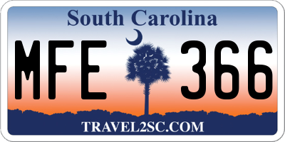 SC license plate MFE366