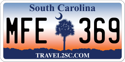 SC license plate MFE369
