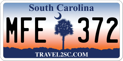 SC license plate MFE372