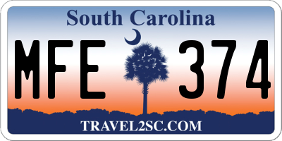 SC license plate MFE374