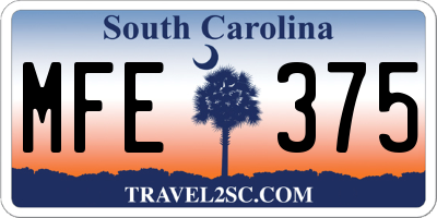 SC license plate MFE375