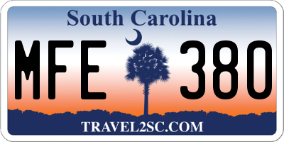 SC license plate MFE380