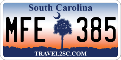SC license plate MFE385