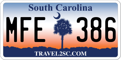 SC license plate MFE386