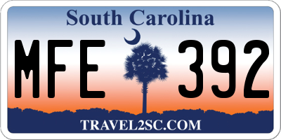 SC license plate MFE392