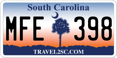 SC license plate MFE398