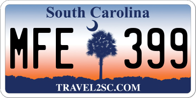 SC license plate MFE399
