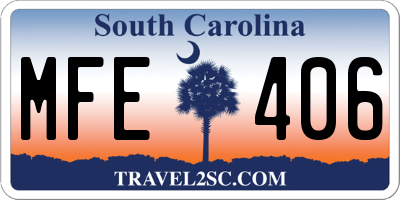 SC license plate MFE406