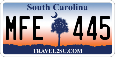 SC license plate MFE445