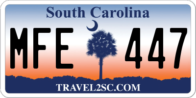 SC license plate MFE447