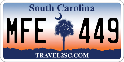 SC license plate MFE449