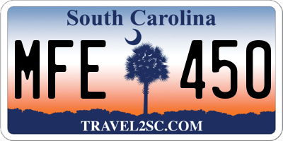 SC license plate MFE450