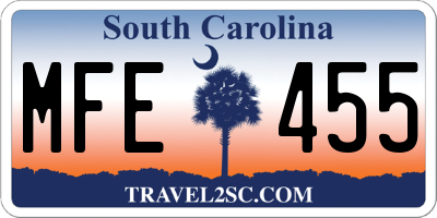 SC license plate MFE455