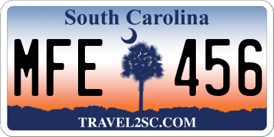 SC license plate MFE456