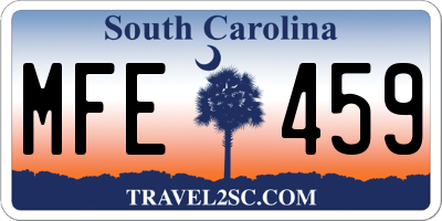 SC license plate MFE459