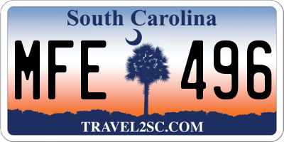 SC license plate MFE496