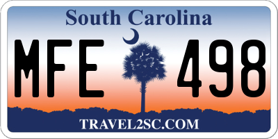 SC license plate MFE498