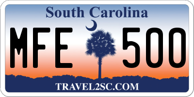 SC license plate MFE500