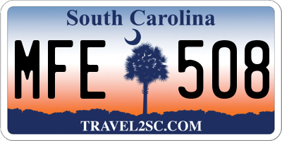 SC license plate MFE508