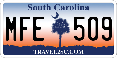 SC license plate MFE509